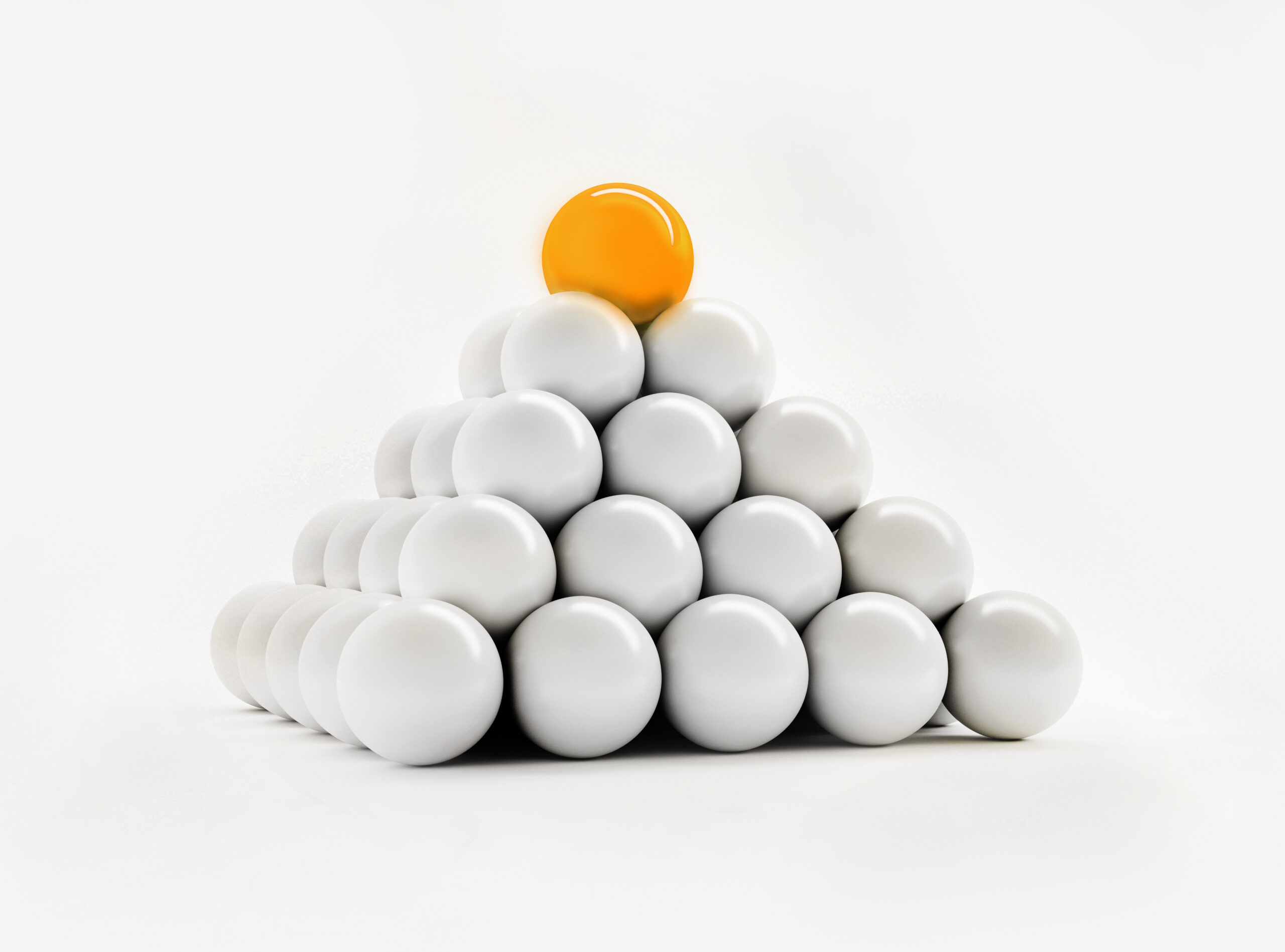 Pyramid,Stack,Of,White,And,Blue,Spheres,-,3d,Illustration